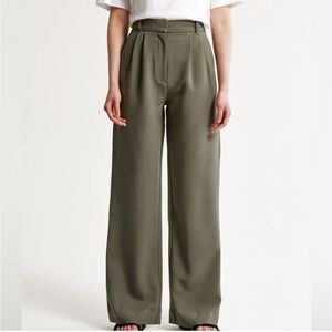 Abercrombie & Fitch Olive Green Wide-Leg Trousers